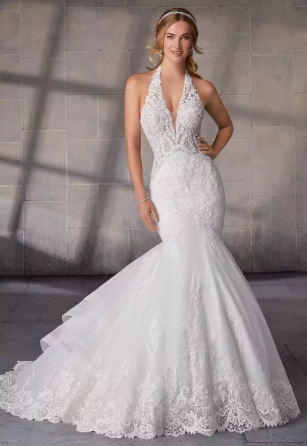 Elegant New Mermaid Lace Wedding Dress. Size 8 with Veil Сан-Диего